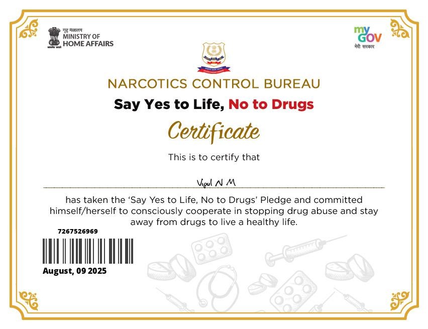 Narcotics Control Bureau Say Yes to Life No to Drugs